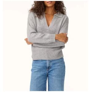 Unsubscribed Women's Gray Cashmere Polo Sweater Size XS